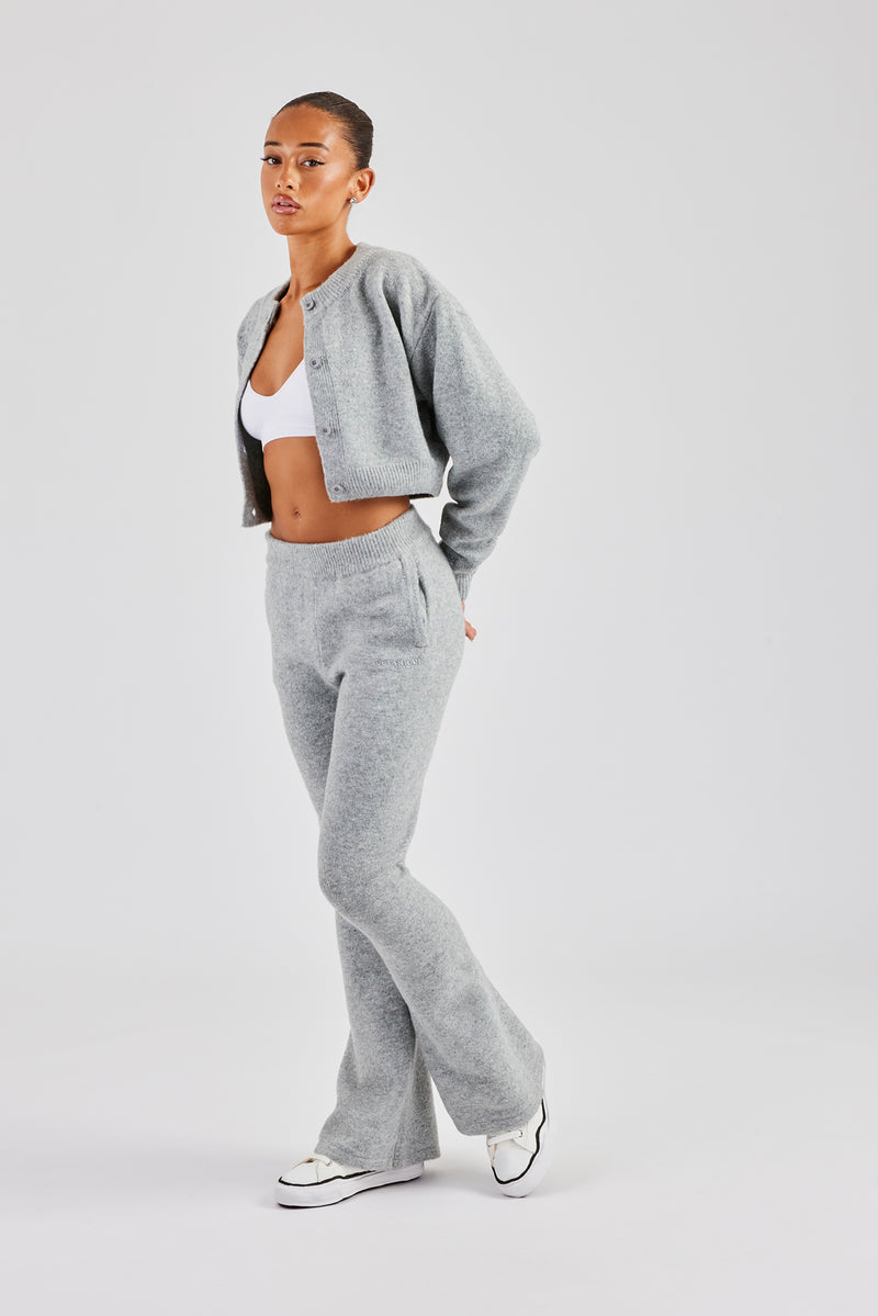 Knitted Flare Trouser - Grey