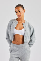 Knitted Cropped Cardigan - Grey