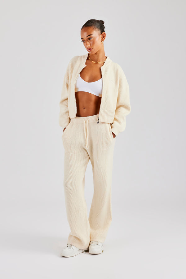 Knitted Straight Leg Trouser - Oatmeal