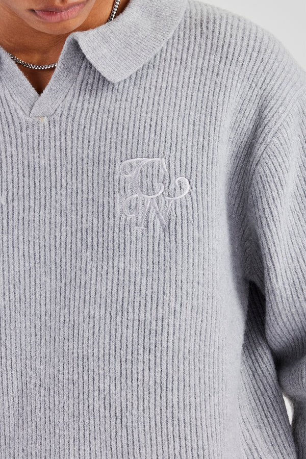 Knit Collared Sweat - Grey