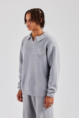 Knit Collared Sweat - Grey