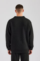 Knit Collared Sweat - Black