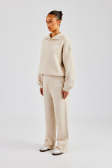 Knit Funnel Neck Tracksuit - Oatmeal