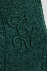 CCC Spliced Cable Knit Hoodie - Forest Green