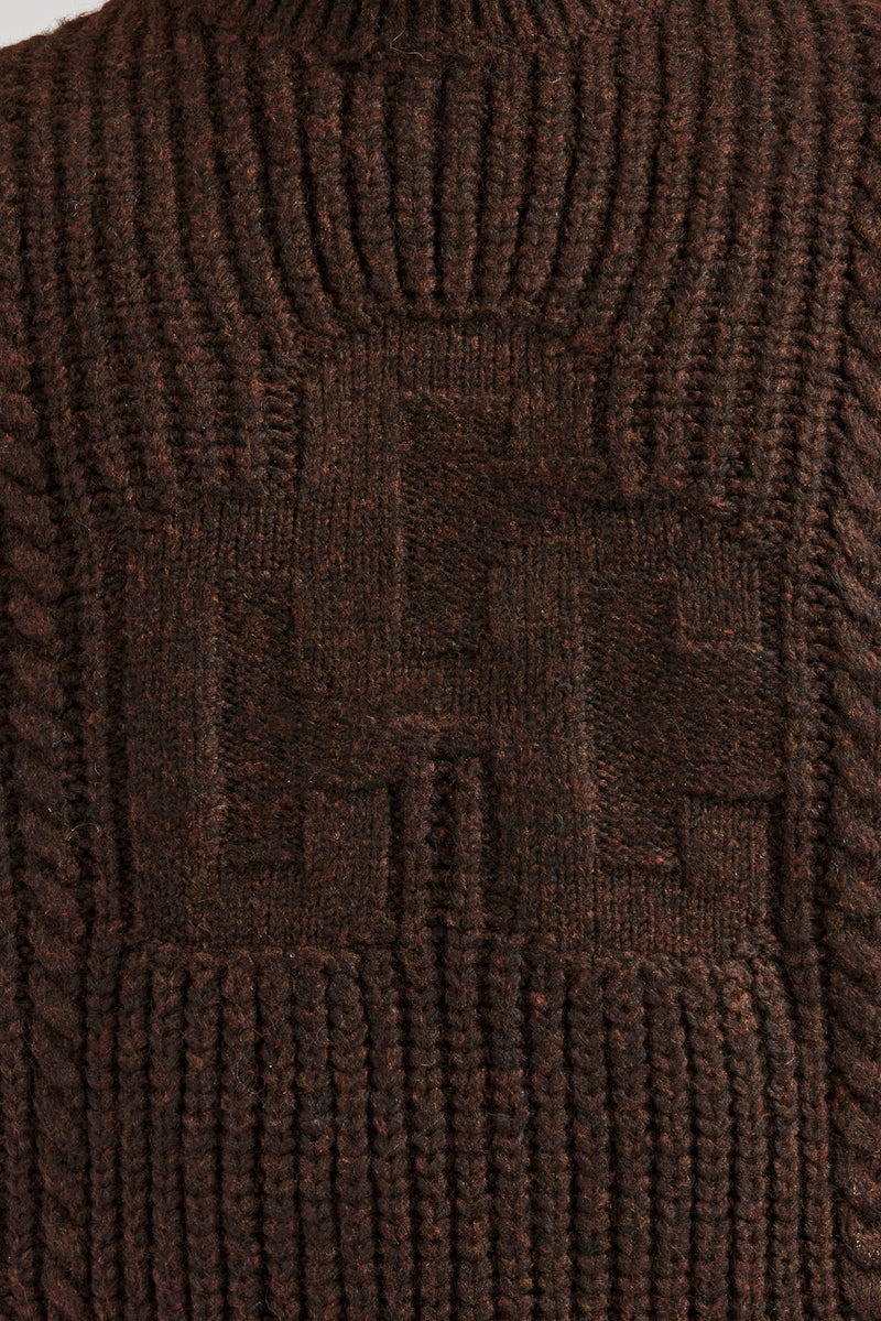 CCC Spliced Cable Knit Sweater - Chocolate