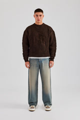 CCC Spliced Cable Knit Sweater - Chocolate