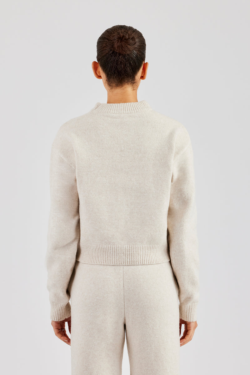 C Knitted Boxy Sweatshirt - Oatmeal