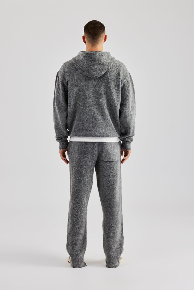 Brushed Knit Oversized Knitted Tracksuit - Charcoal