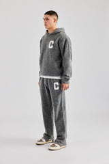 Brushed Knit Oversized Knitted Tracksuit - Charcoal