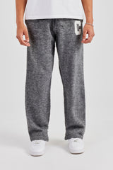 Brushed Knit Split Hem Knitted Jogger- Charcoal