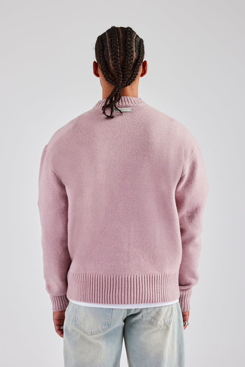 Knitted Deep Rib Sweater - Mauve