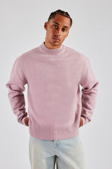 Knitted Deep Rib Sweater - Mauve