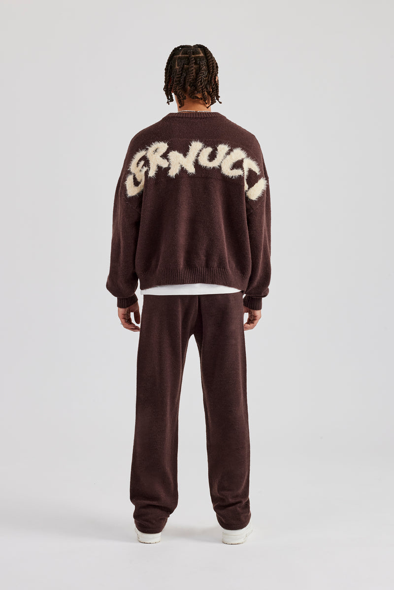 Fluffy Intarsia C Jogger - Chocolate