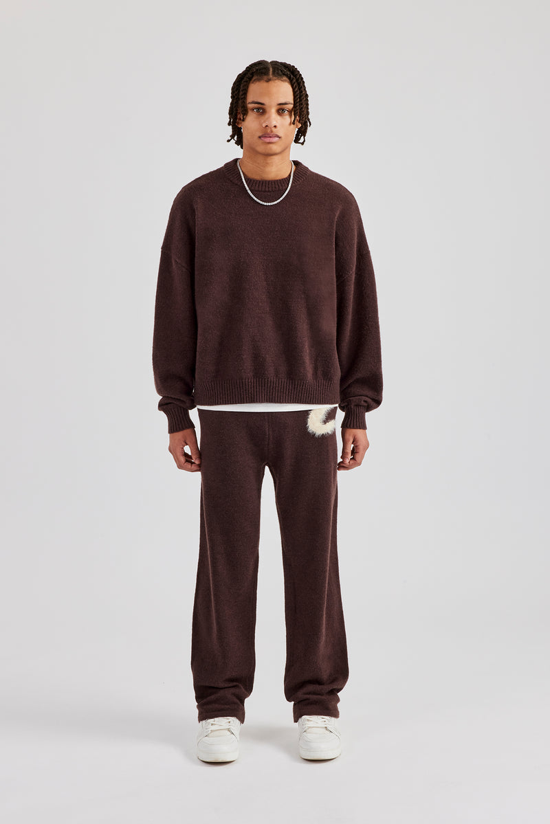 Cernucci Fluffy Intarsia Sweater & C Jogger - Chocolate