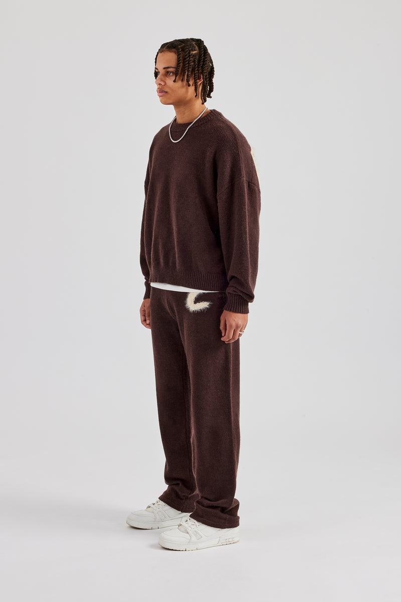 Cernucci Fluffy Intarsia Sweater & C Jogger - Chocolate