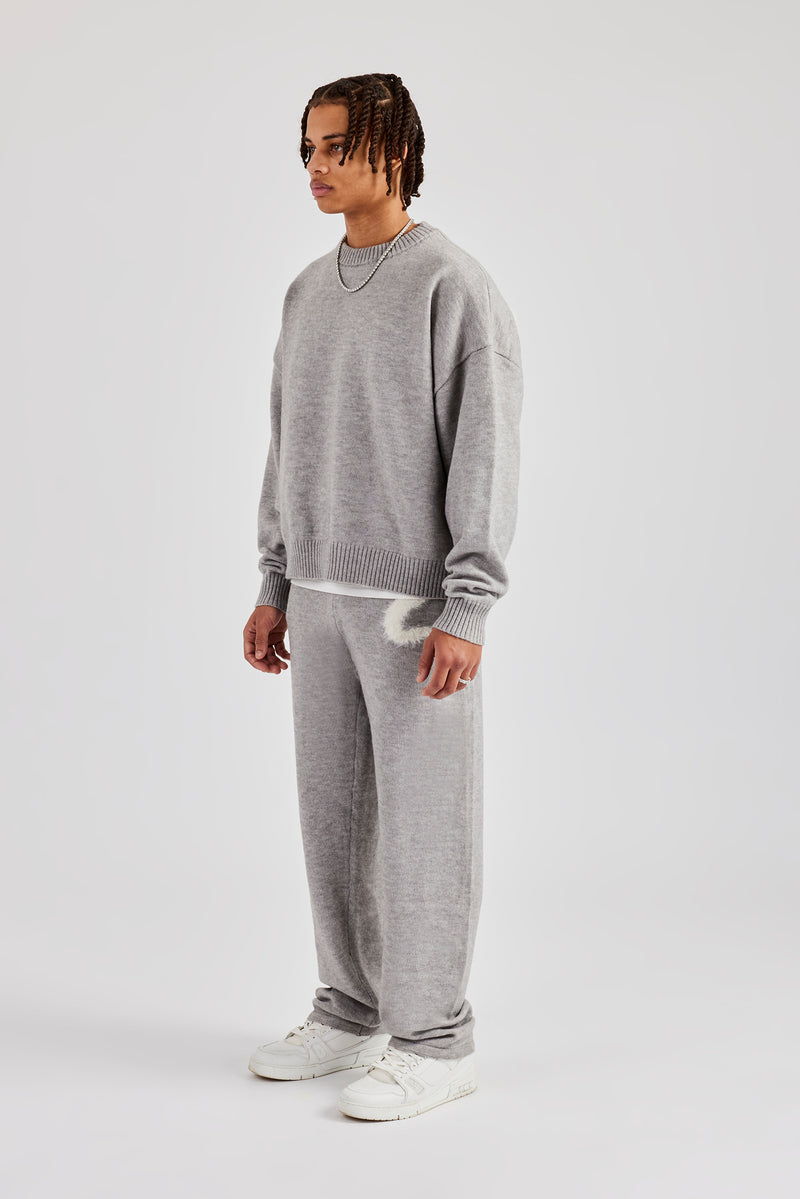 Cernucci Fluffy Intarsia Sweater & Jogger - Grey