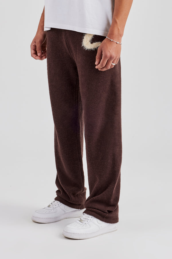 Fluffy Intarsia C Jogger - Chocolate