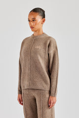 Seam Detail Knitted Sweatshirt - Brown