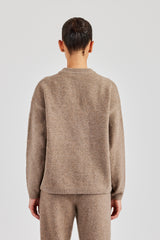 Seam Detail Knitted Sweatshirt - Brown