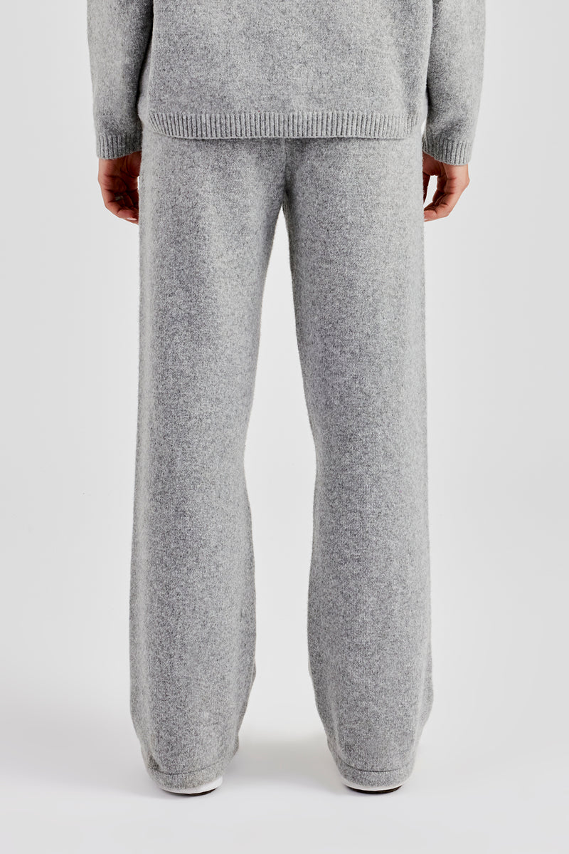 Seam Detail Knitted Wide Leg Jogger - Grey