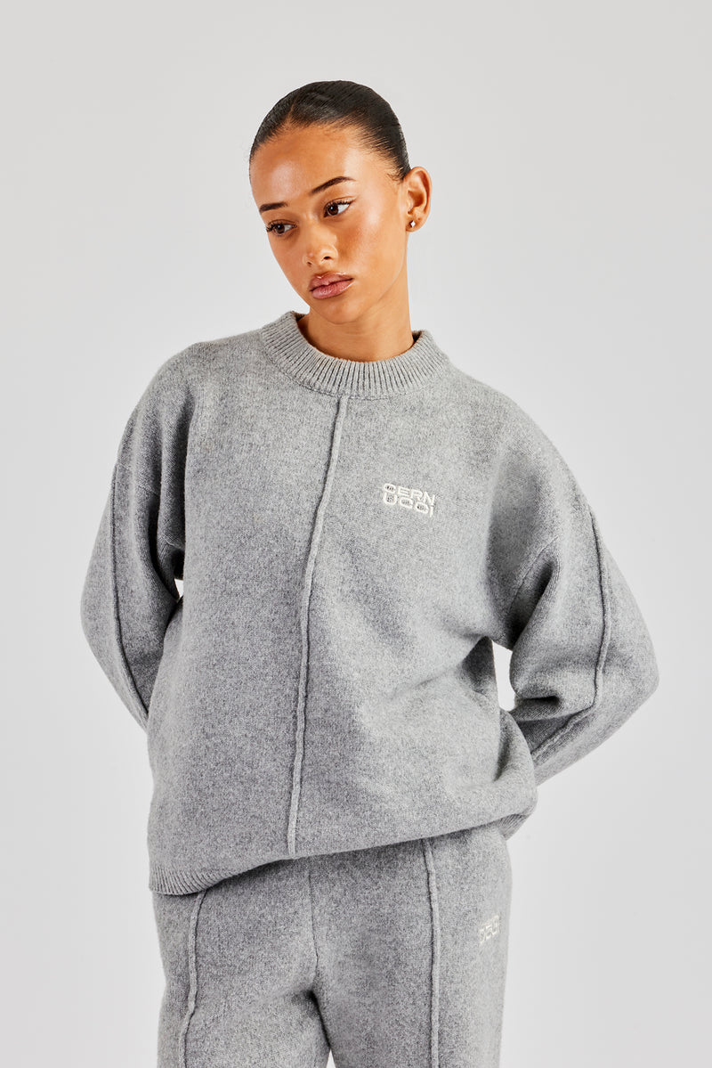 Seam Detail Knitted Sweatshirt - Grey