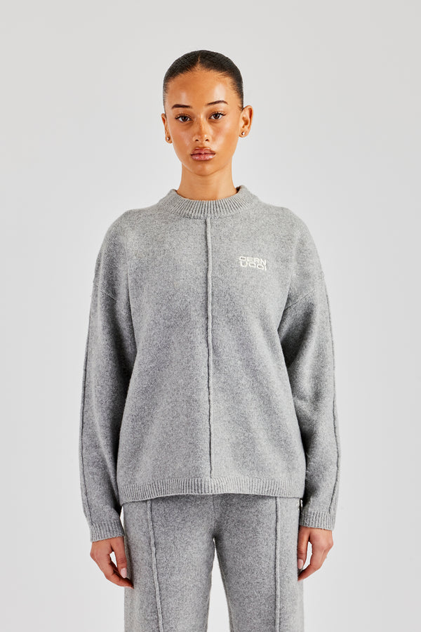 Seam Detail Knitted Sweatshirt - Grey