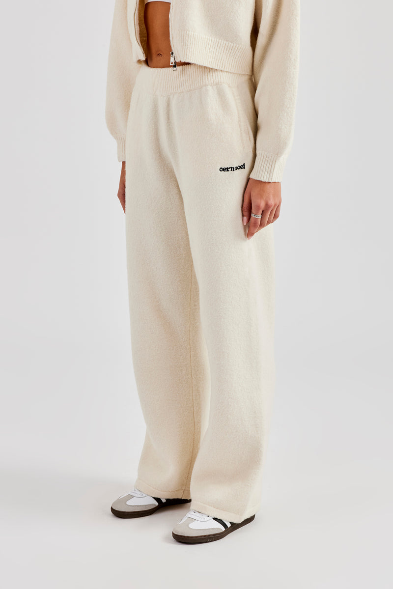 Knitted Wide Leg Jogger - Ecru