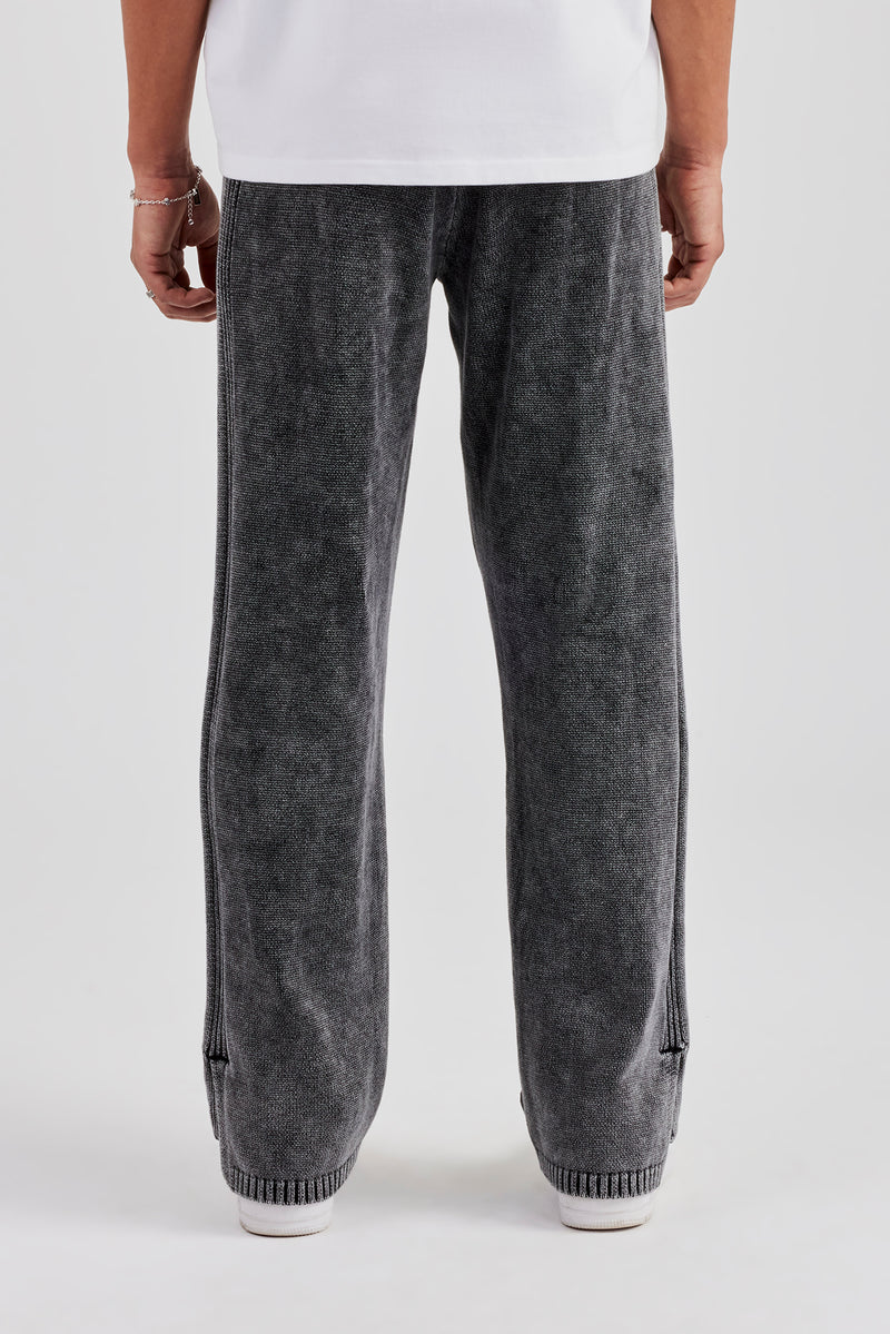 Acid Wash Knitted Jogger - Charcoal