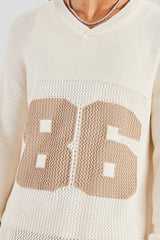 Long Sleeve 86 Knit Varsity - Ecru