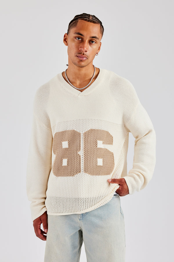 Long Sleeve 86 Knit Varsity - Ecru