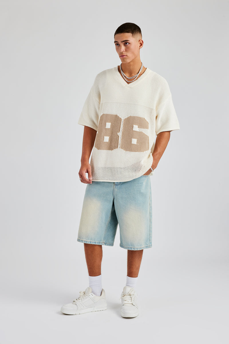 Knit Varsity T-Shirt - Off White