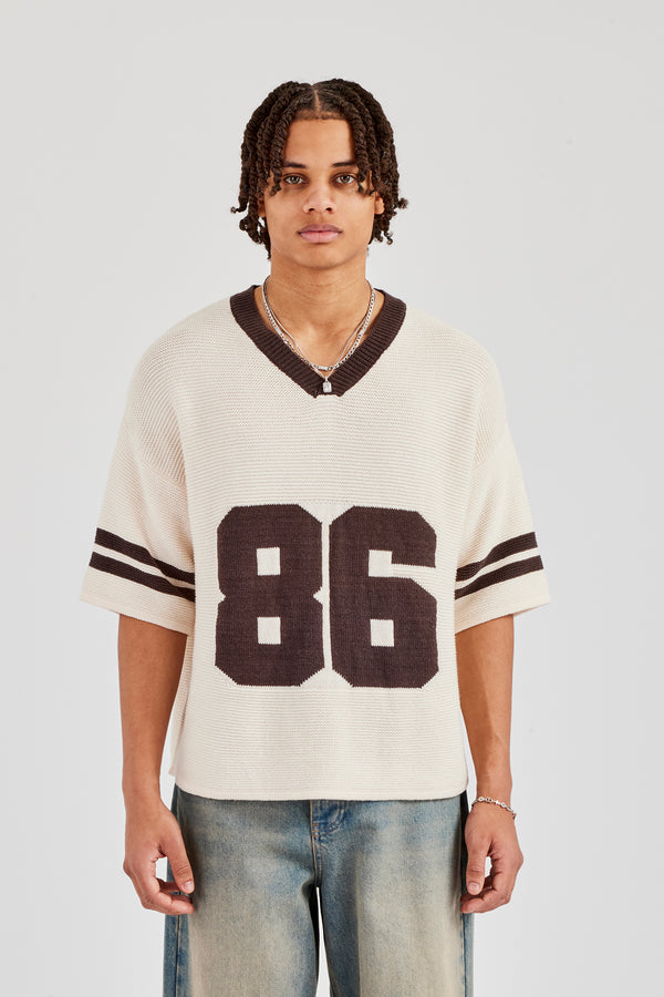 Oversized Boxy Knitted Jersey - Off White