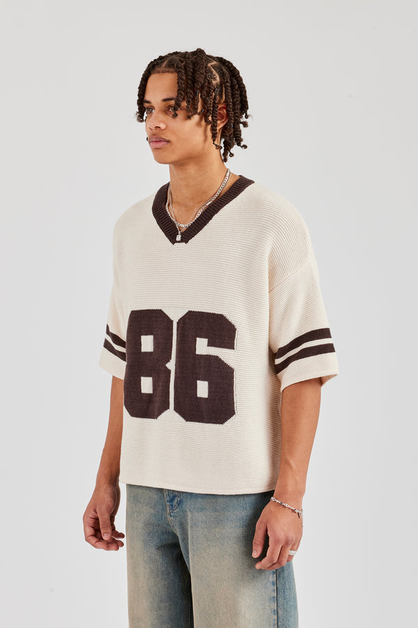 Oversized Boxy Knitted Jersey - Off White