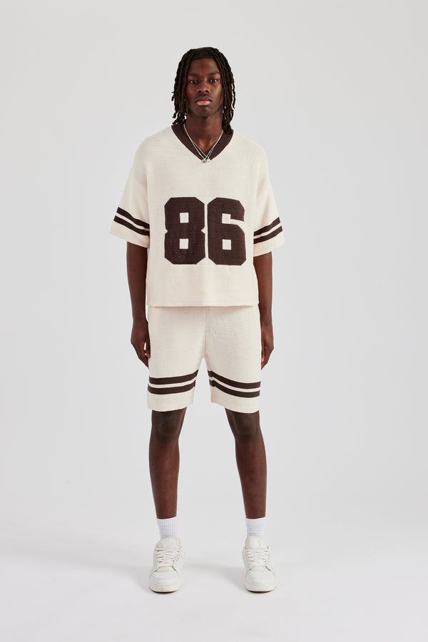 Oversized Boxy Knitted Jersey & Short - Off White