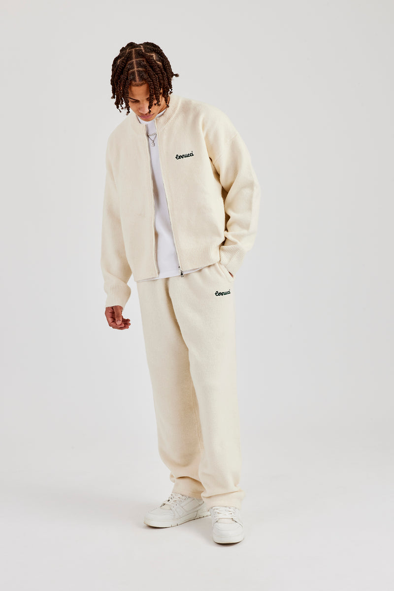 Knitted Zip Through Bomber & Straight Leg Trouser