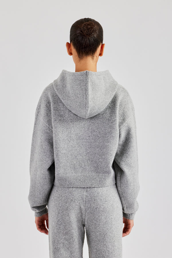 C Knitted Hoodie - Grey