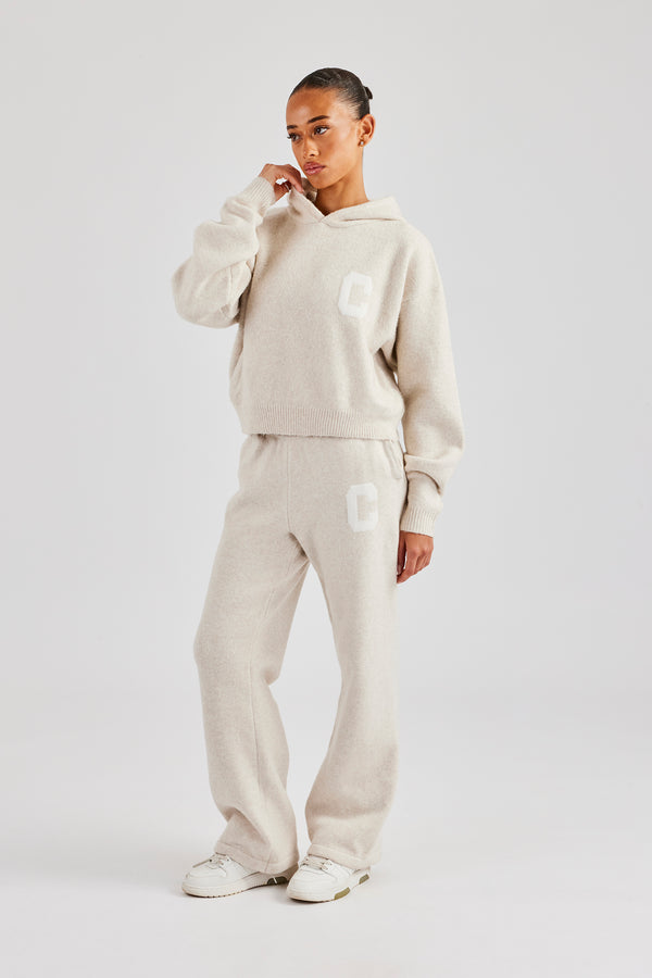 C Knitted Hooded Tracksuit - Oatmeal