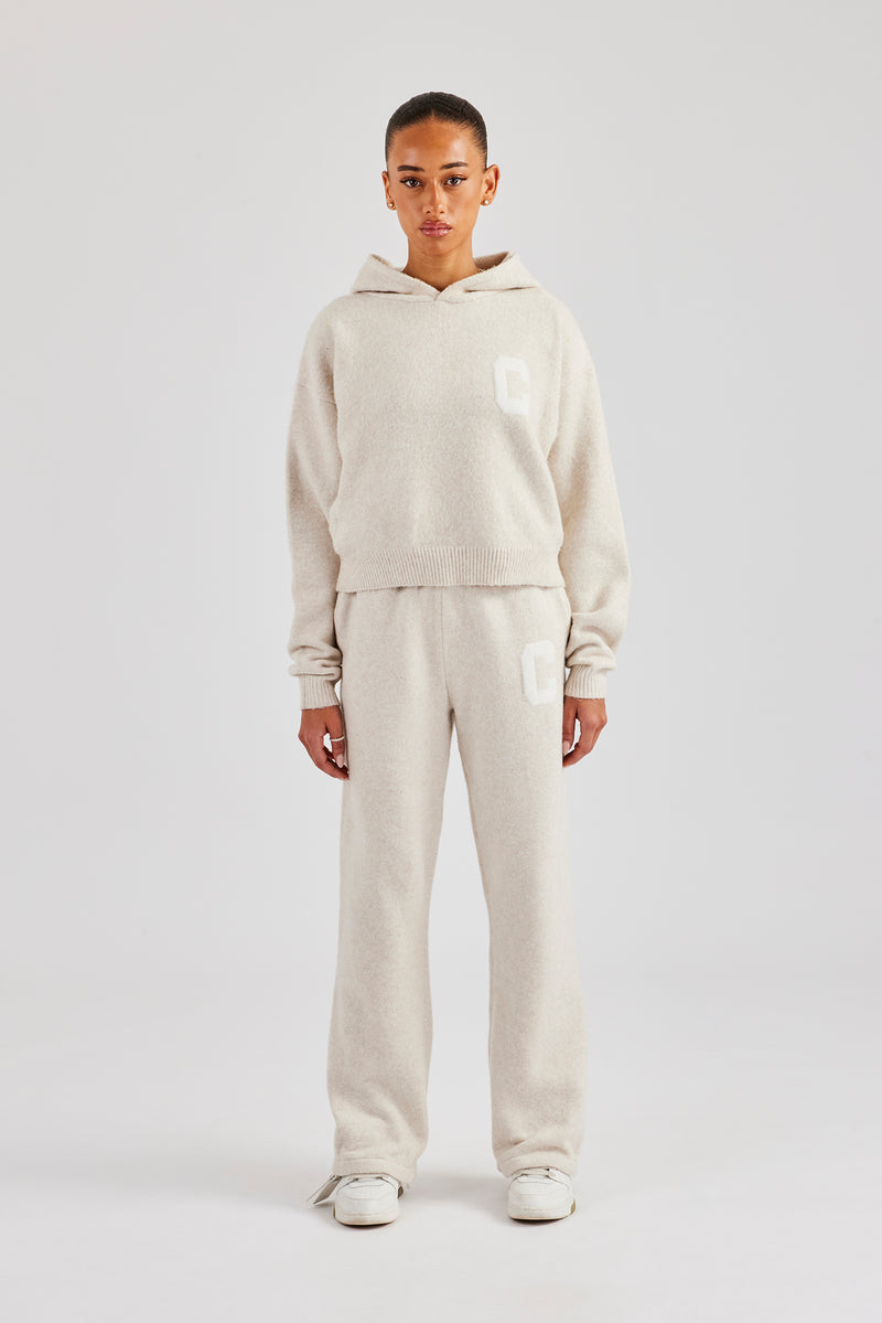 C Knitted Hooded Tracksuit - Oatmeal