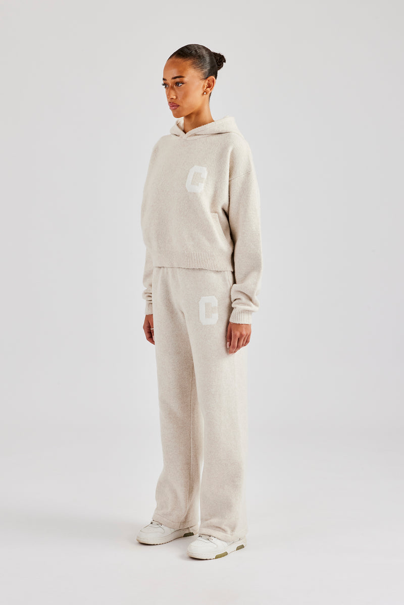 C Knitted Hooded Tracksuit - Oatmeal