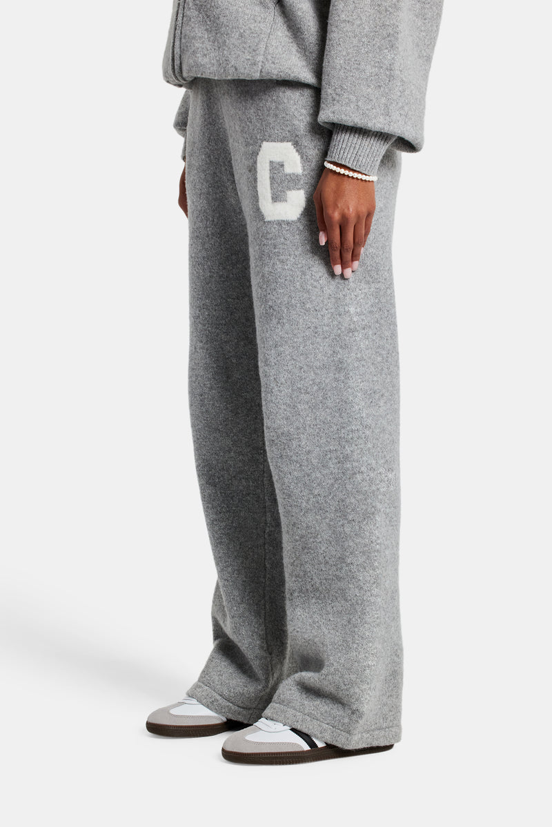 Wide Leg Knitted Jogger - Grey