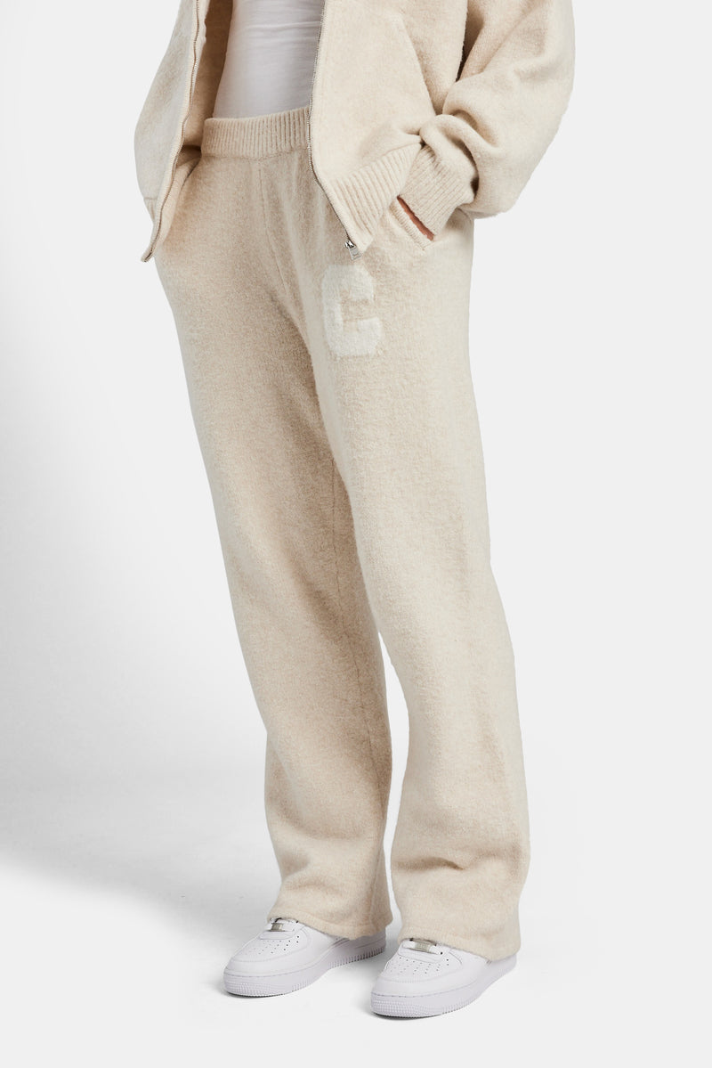 Wide Leg Knitted Jogger - Oatmeal