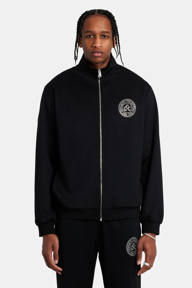 Rhinestone Crest Tracksuit - Black