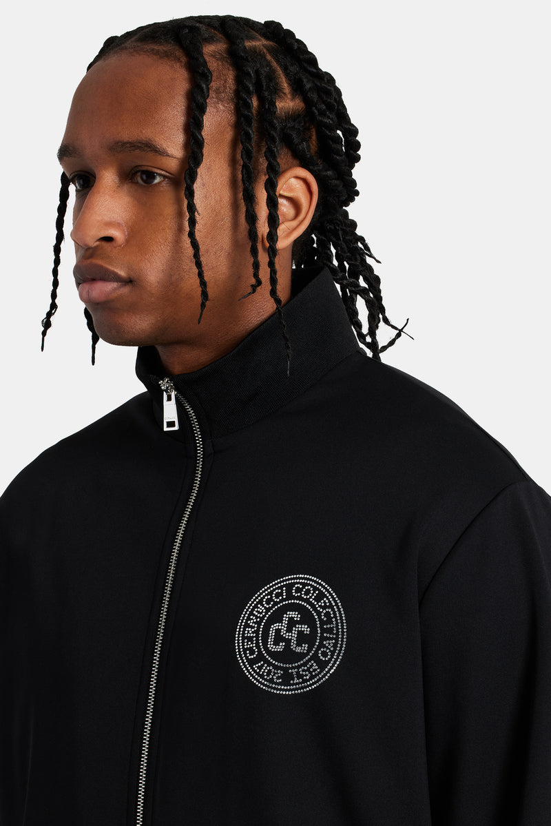 Rhinestone Crest Tracksuit - Black