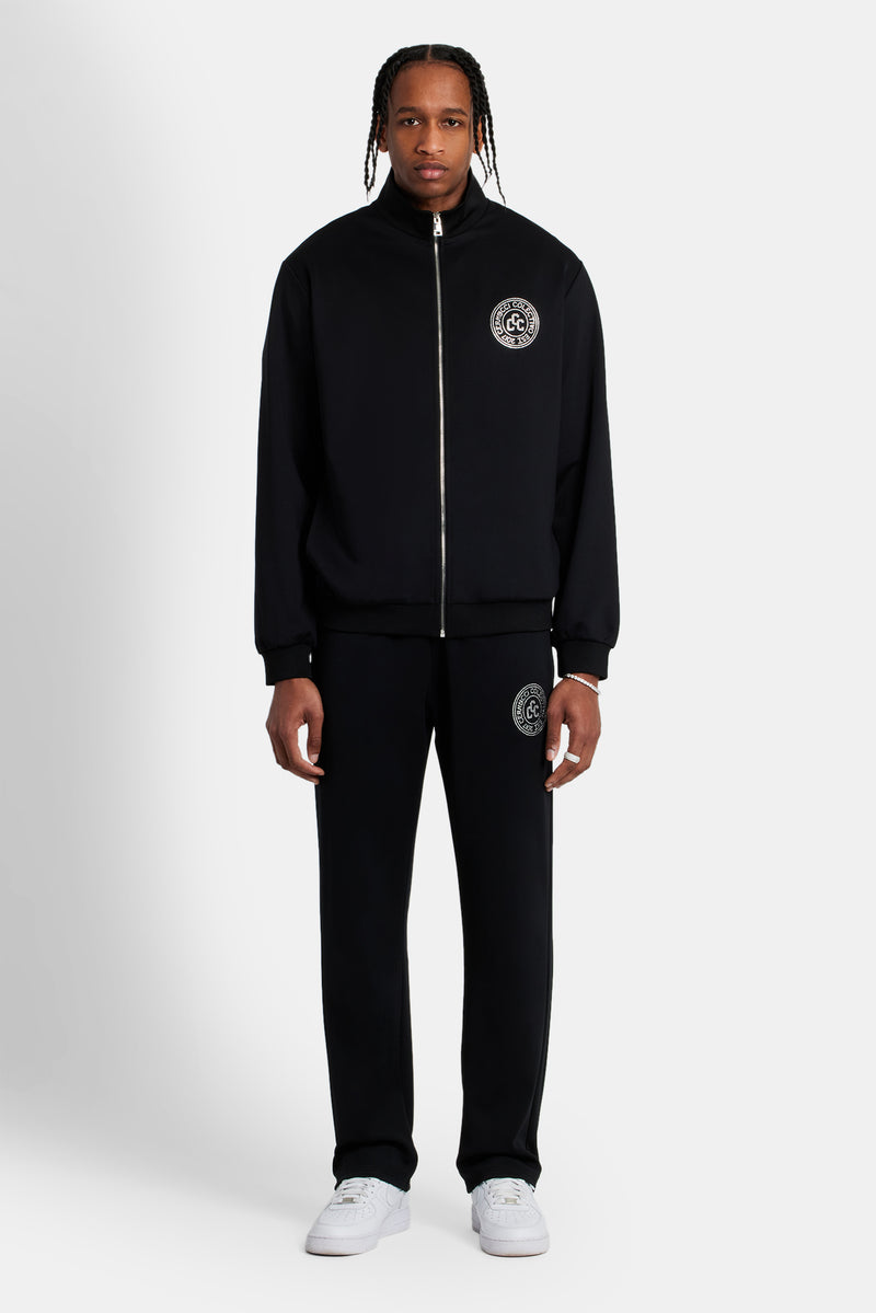 Rhinestone Crest Tracksuit - Black