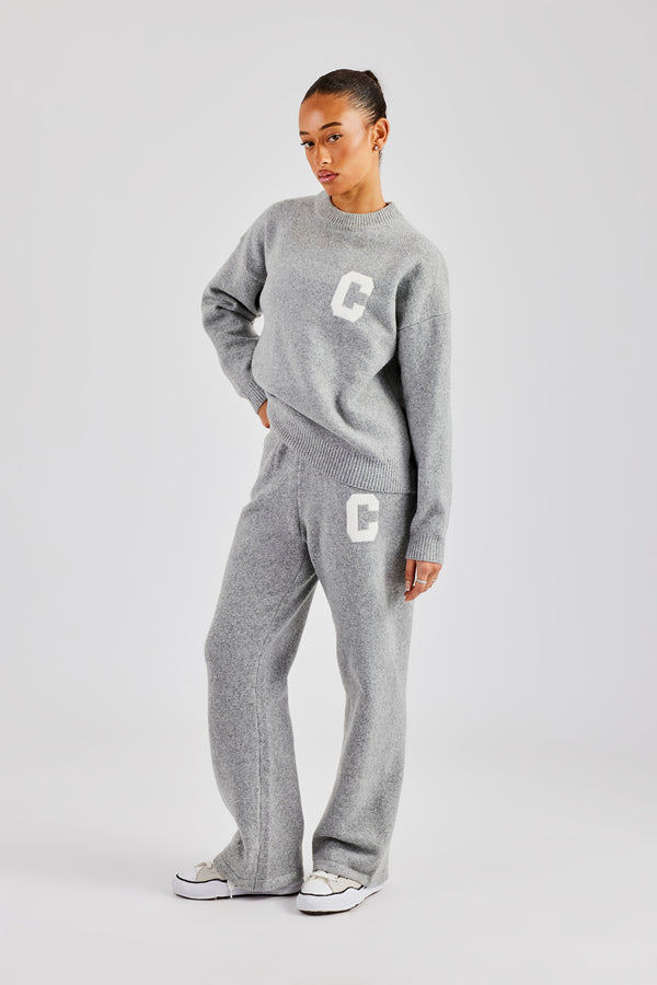 Knitted Sweatshirt Tracksuit - Grey