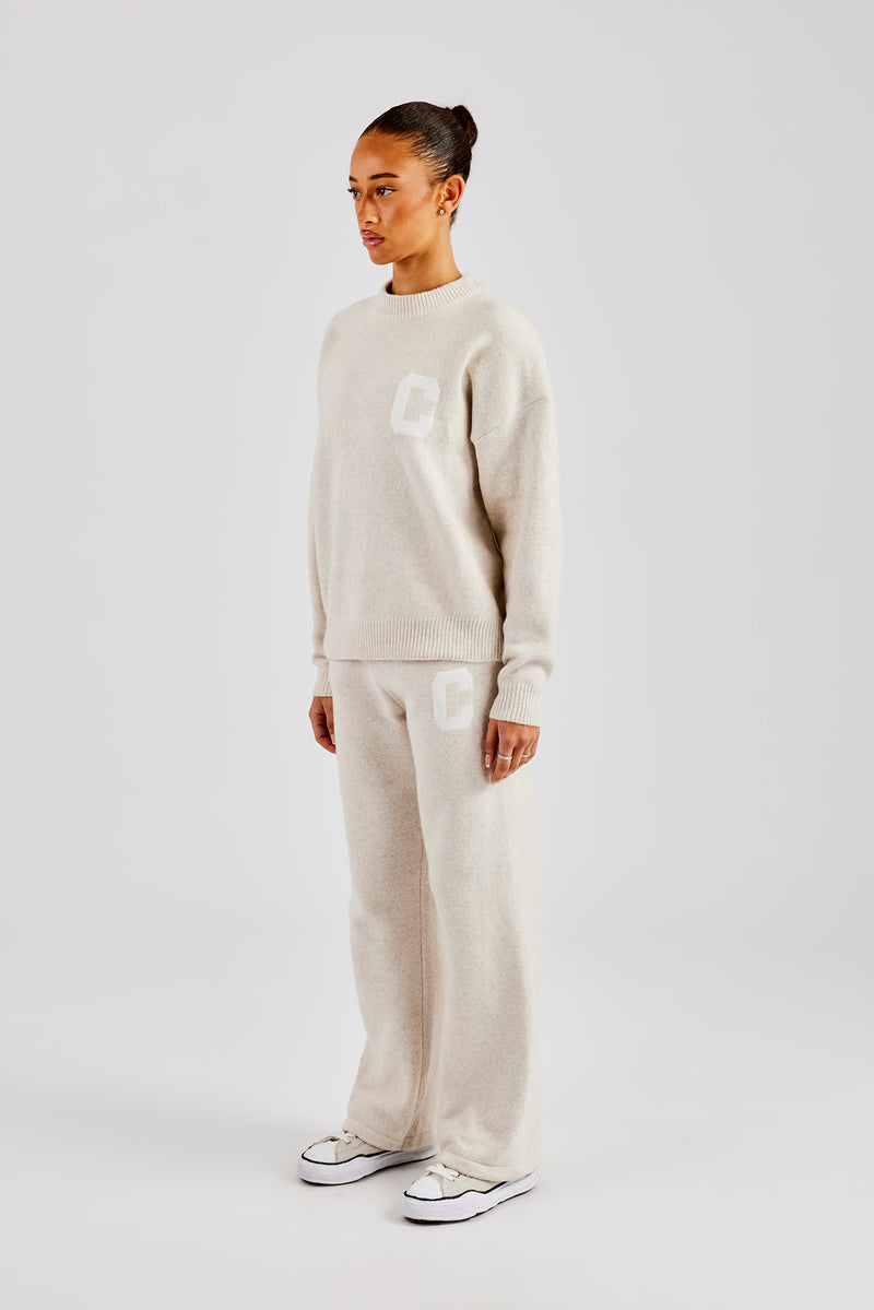 C Knitted Sweatshirt & Jogger - Oatmeal