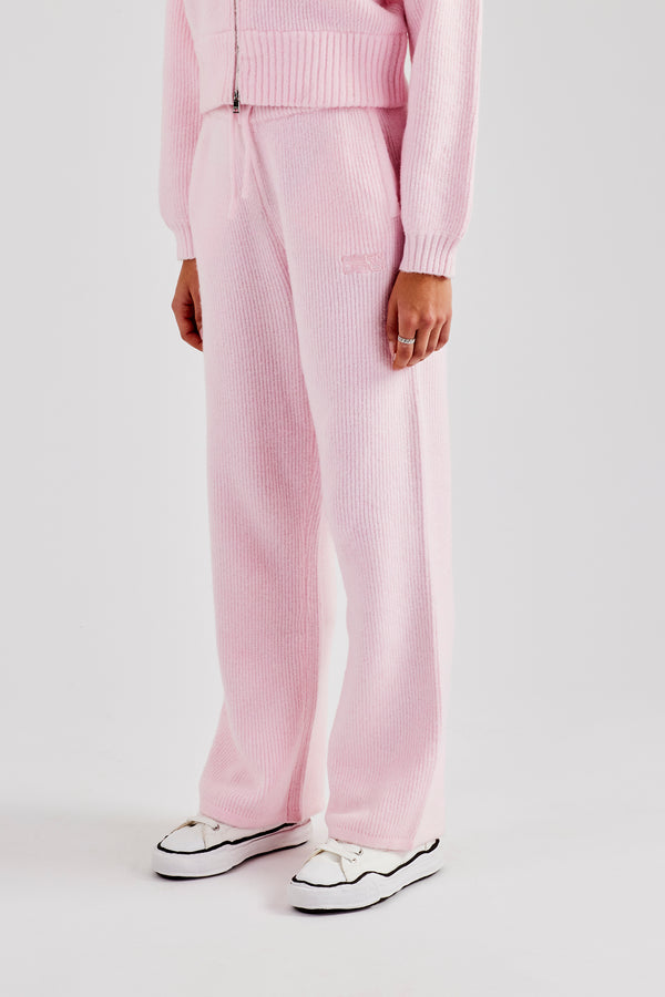 Knitted Straight Leg Trouser - Baby Pink