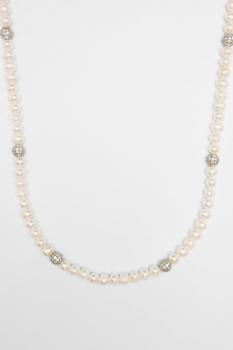 Freshwater Pearl and Iced Ball Necklace