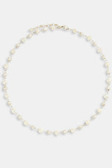 Ice CZ Ball & Freshwater Pearl Necklace