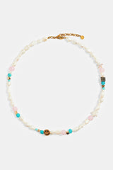 Gold Plated Pastel Motif & Freshwater Pearl Necklace